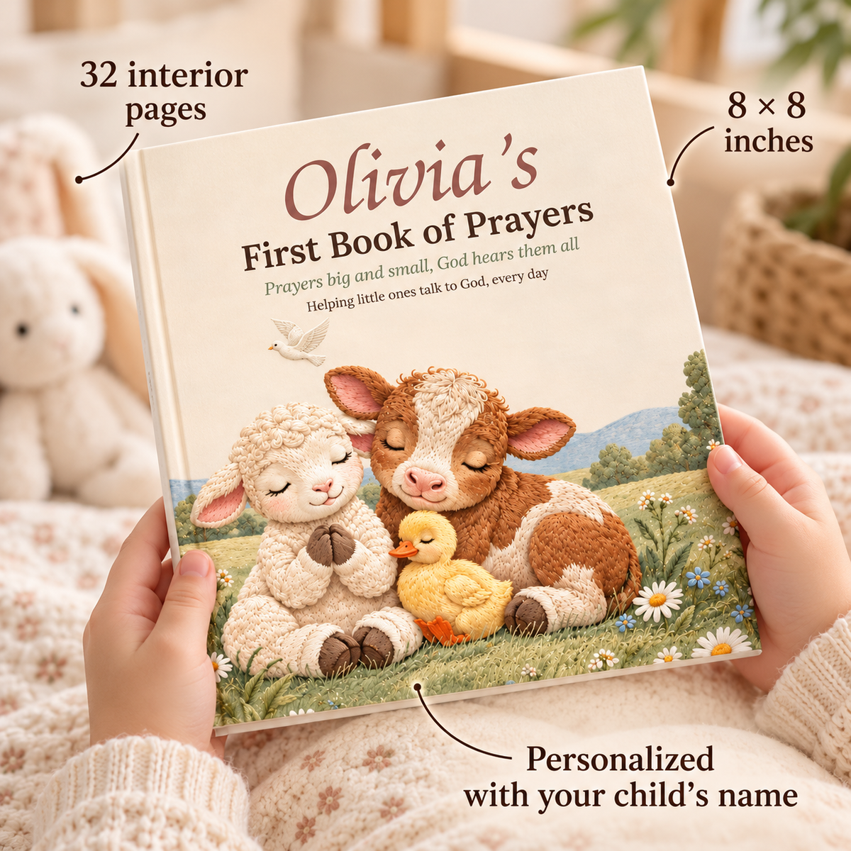Personalized children's prayer book with the child's name