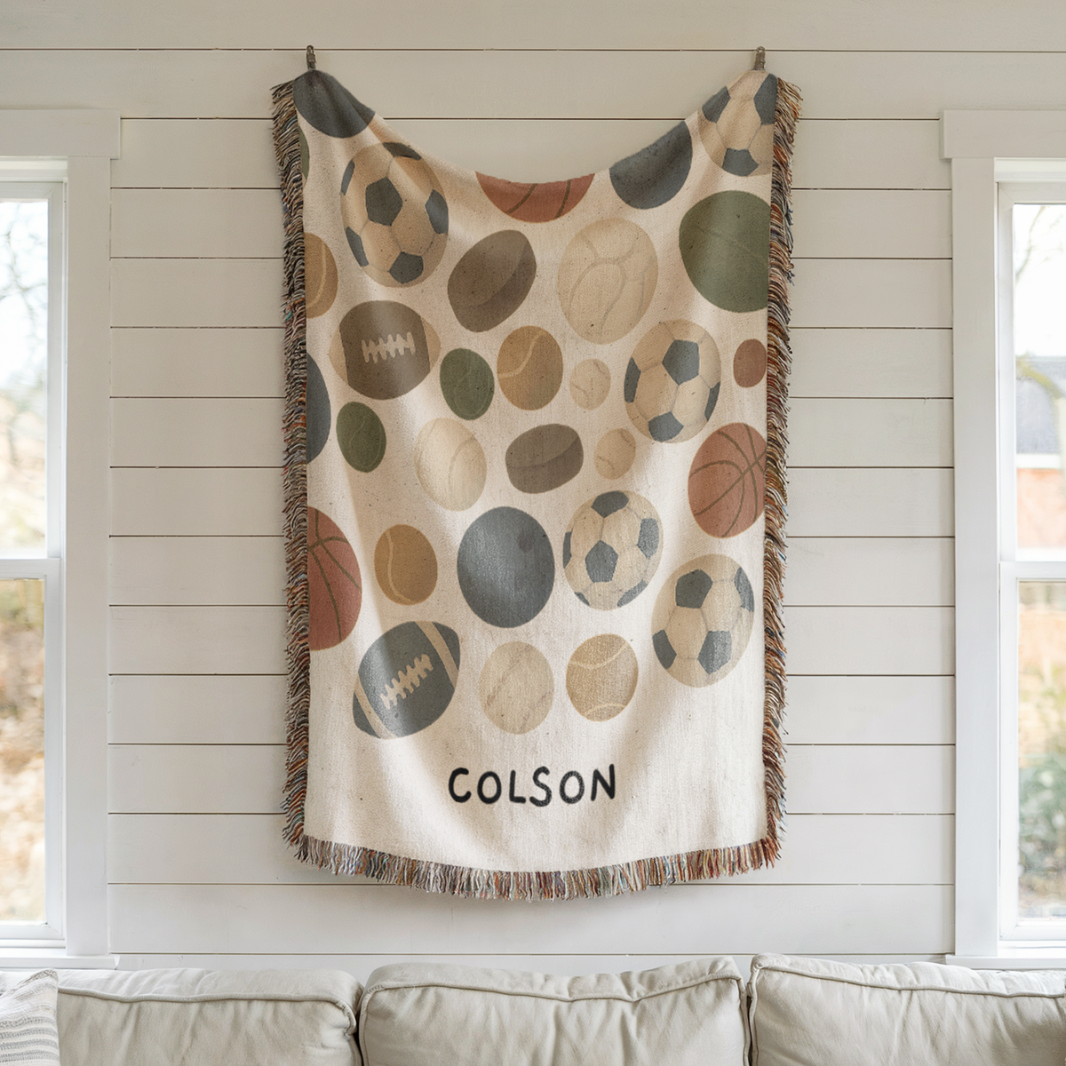 Personalized Sports Baby Blanket, Custom Name Baseball Basketball Football Golf Throw, Sports Lover Nursery Decor, Baby Shower Gift